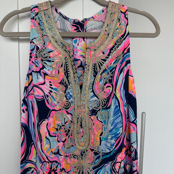 Lilly Pulitzer Carlotta Stretch Shift Dress Nauti Navy Boho Bateau, Size 0, NWOT - Picture 4 of 8